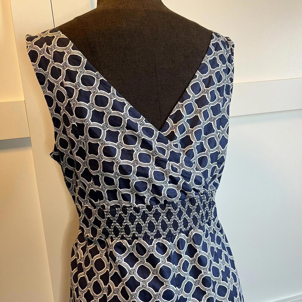 Lands End Navy Blue / White Patterned Dress - Picture 2 of 7